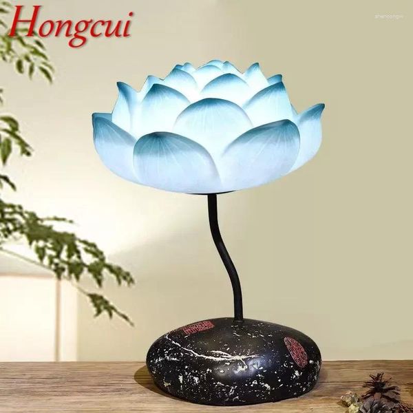 Lámparas de mesa Hongcui Lámpara de loto contemporánea Room de estilo chino