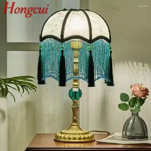 Lampes de table hongcui lampe française américaine rétro salon chambre villa européen pastoral créatif tassels de bureau