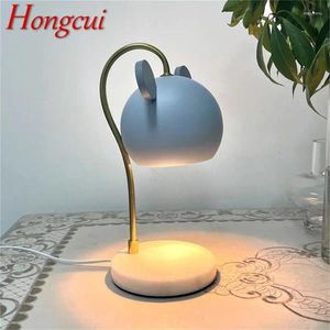 Tafellampen hongcui moderne creatieve lamp cartoon marmeren kaarsen bureau licht led voor huis slaapkamer decoratie