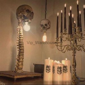 Lampes de table Horreur Statue Halloween crâne squelette lampe nouvelle Table lumière créative fête ornement accessoire maison chambre décoration effrayant accessoire YQ231006