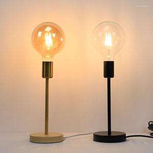 Lampes de table Style industriel LED petite lampe protection des yeux nordique noir or simple chambre chevet plug-in