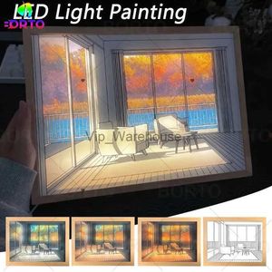 Tafellampen INS LED Decoratief licht Schilderij Nachtkastje Foto Japan Anime Stijl Creatief Modern Simuleren Zonneschijn Tekening Nachtlampje Cadeau YQ231009