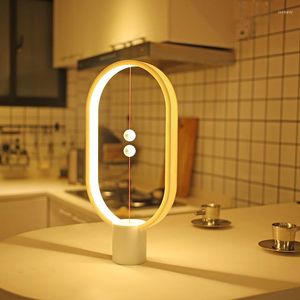 Lámparas de mesa Inteligente equilibrada succión magnética luces de media noche dormitorio interruptor de aire de noche lámpara de escritorio LED de madera accesorios de lectura de vida en el hogar