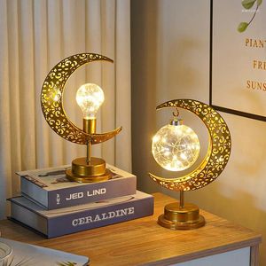 Lampes de table Iron Rattan Ball lampe musulmane décorative de vacances pour la décoration du café El