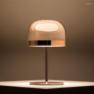 Lámparas de mesa, lámpara de oro rosa de Italia, Hardware creativo, luz de escritorio de cristal, dormitorio, sala de estar, tienda de muebles, obra de arte