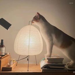 Lampes de table japonais créatif lampe LED Tripod Planchers Art Rice Paper Lantern Home Decor Lights Salon Chambre Bedouadside