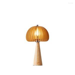 Lampes de table Lampe à bûche japonaise Salon Chambre Étude Rétro Famille d'accueil Citrouille Bois massif Moderne Décoration de bureau créative