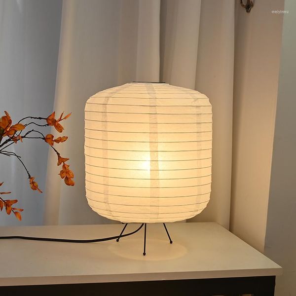 Lámparas de mesa Papel de arroz japonés Wabi Sabi Akari Noguchi Yong Lámpara de escritorio Led Dormitorio Decoración para el hogar Sala de estar Linterna Accesorios de iluminación