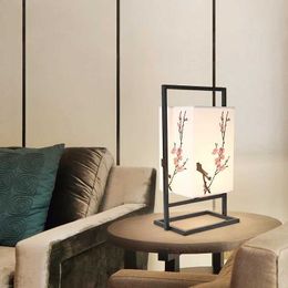 Lampes de table de table japonais lampe de table de tissu Nouveau style chinois rétro de chambre à coucher zen lampe de chevet petite lampe de nuit