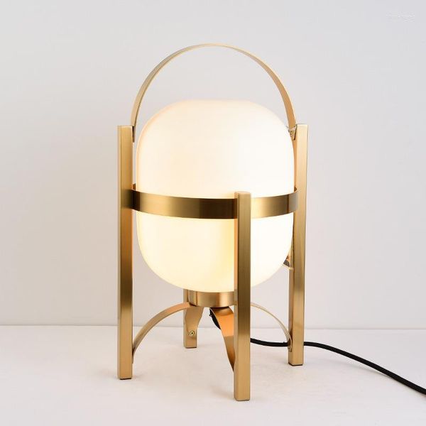 Lampes de table Style japonais bois de caoutchouc avec gros oeuf forme blanc verre dépoli lampe de bureau en bois chevet E27 LED Plug In Type