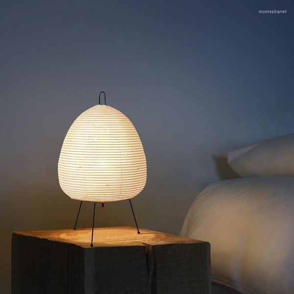 Lampes de table style japonais trépied lampe en papier créatif Simple lanterne chambre chevet rétro Art Design décoratif