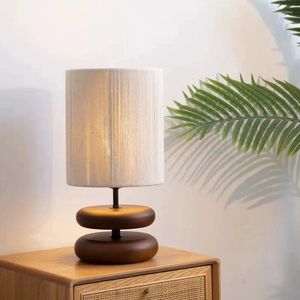 Lampes de table japonais wabi sabi vent solide lampe en bois massif créateur noyer chinois salon étude de chambre à coucher ambiance