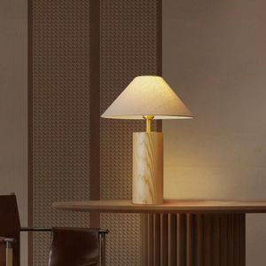 Lampes de table Lampe de bureau en bois japonaise Lampe de nuit en laiton Lampes en bois de cuivre pour la maison Salon Chambre Table d'éclairage de chevet
