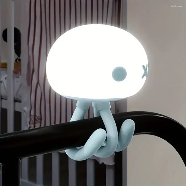 Lampes de table Jellyfish Silicone Night Light Girl mignon Mini Bice Crib Sleep Sleep Oeil Protection Ambient Gift Bedside Lampe