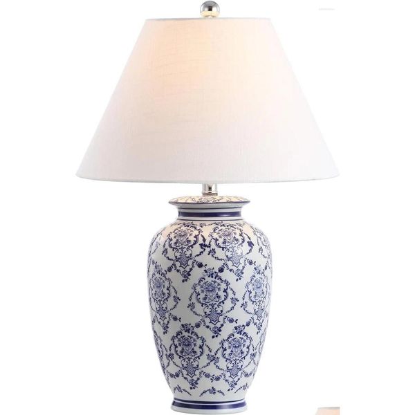 Lampes de table Jiana 26.25 Chinoiserie Céramique LED Lampe de chevet traditionnelle pour chambre à coucher, salon, bureau, collège, drop dhlgs