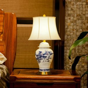 Tafellampen Jingdezhen handgeschilderd blauw en wit landschap gemberpot bureaulamp