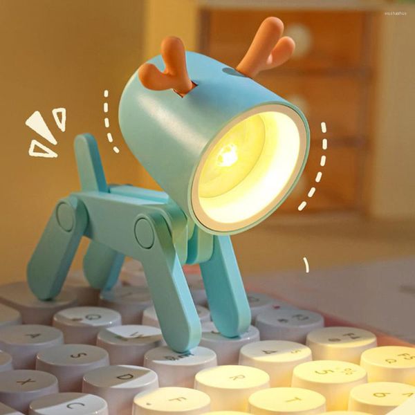 Lámparas de mesa Kawaii Mini Led Lámpara de escritorio Lindo Libro Luz de noche para dormitorio Estudio Oficina Lectura Protección ocular Pequeña con batería