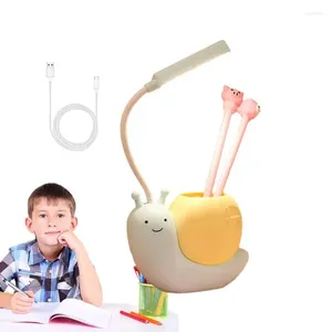 Lampes de table Lampe de bureau pour enfants Lampe de lecture LED rechargeable Lampe de lecture avec porte-stylo pour chambre à coucher