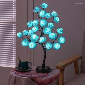 Tafellampen Lamp Desktop Rose Bonsai Tree Light Fairy Spirit 24 LED Decoratief Voor Woonkamer
