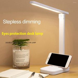 Table Lamps Lamp Eyes Protection Touch Dimmable LED Light Student Dormitory Bedroom Reading USB Rechargable Study Desk