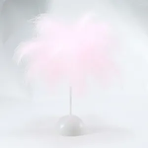 Lampes de table lampe plume rose blanche télécommande 4.5 V Décoration Lumière de nuit fille cadeau d'anniversaire mariage décoratif
