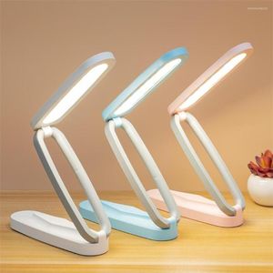 Lámparas de mesa Lámpara de escritorio plegable Protección ocular ajustable Brillo portátil Iluminación recargable Linterna rosa