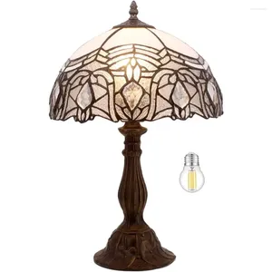 Lampes de table lampe pour chambre Tiffany blanc courbé vitrail chevet bureau lecture lumière chambre nuit intérieure