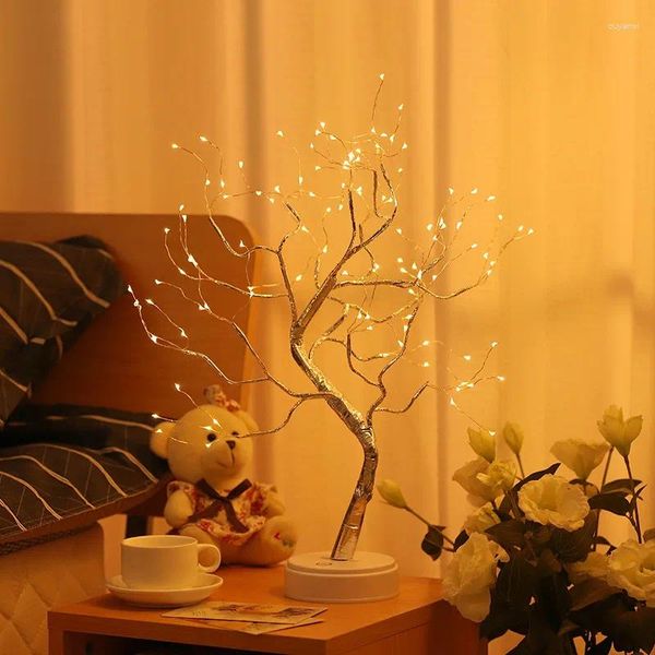 Lámparas de mesa lámpara decoración del hogar regalo batería táctil encendido táctil cálido blancos artificiales bonsai cerezo flor de la flor de la noche luz nocturna