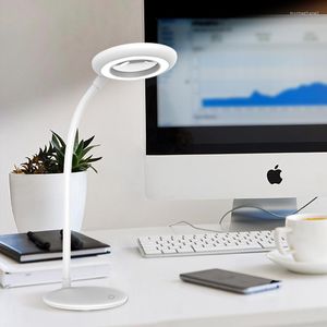 Tafellampen LAMP LED BALIC LICTEN Vergrootglas Reading Touch Switch Dimable draadloze oplaadbare USB ingebouwde batterij Wit