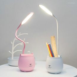 Lampes de table Lampe LED Lecture de bureau avec porte-stylo Eye-Protect Dimmable Touch USB Chargeable Light