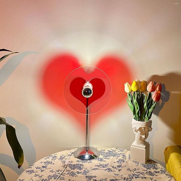 Lampes de table Lampe Amour Créatif Ins Style USB Plug-In Atmosphère Chambre Sol Personnalisé Art En Forme De Coeur Décoration