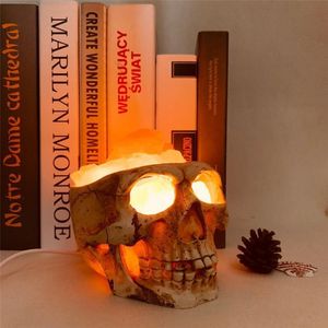 Tafellampen lamp schedel zout steen horror spook kopvormige nacht licht USB laderbaar kristal