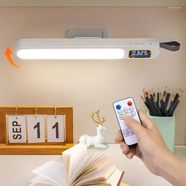 Lámparas de mesa Lámpara con reloj Desk Magnetic Desk Multi -Funcional Night Light Rotatable Rotatable para leer las luces de estudio de lectura de cabecera