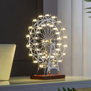 Tafellampen lampu meja roda bianglala led kreatif dapat diputar usb malam dekorasi ruang kantor samping tempat tidur