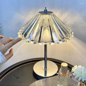 Lampes de table LED 3-tone Crystal Light Night Light Chambre de lit décorative Lampe de chevet atmosphère luxueuse Humeur moderne pour le salon