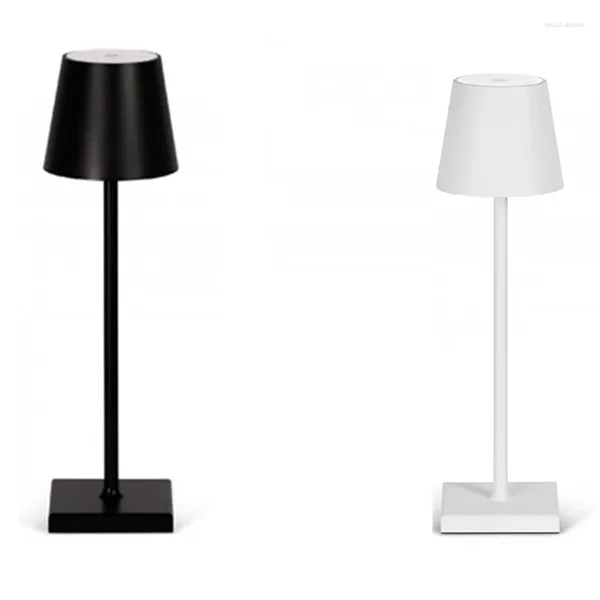 Lámparas de mesa LED Aleación de aluminio Lámpara impermeable Simple Retro Café Prensa Atenuación Barra recargable