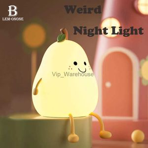 Lámparas de mesa LED de dibujos animados pera luz nocturna USB recargable atenuación táctil silicona lámpara de mesa dormitorio decoración de cabecera pareja regalos de vacaciones YQ231006