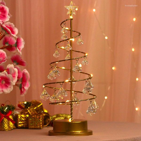 Lámparas de mesa LED luces de Navidad cristal árbol habitación dormitorio hogar fiesta decoración lámpara regalos
