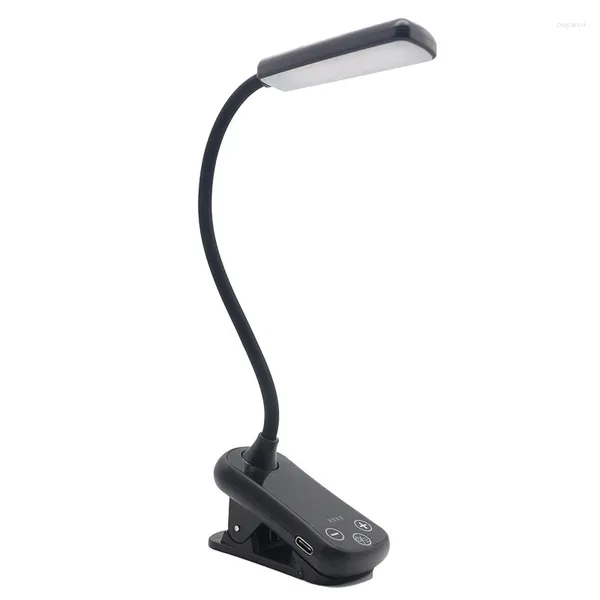 Lampes de table Clip LED sur le livre Light lampe 3 couleurs 8 Brightness USB RECHARGable MINI Bureau