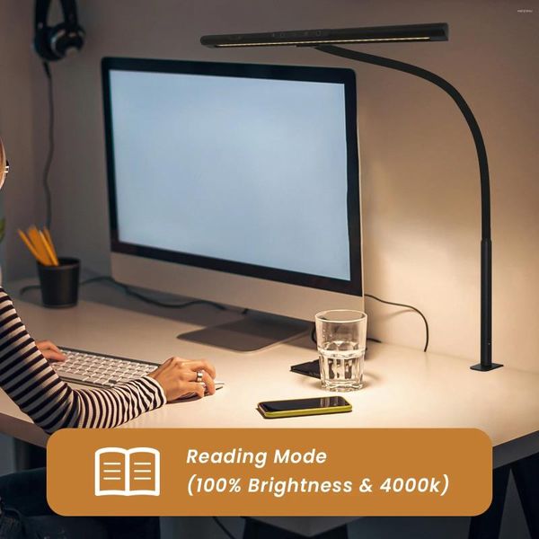 Lampes de table Clip LED lecture de bureau Architecte Architecte Light Lightable Swing Bras Protection des yeux moderne pour le bureau à domicile