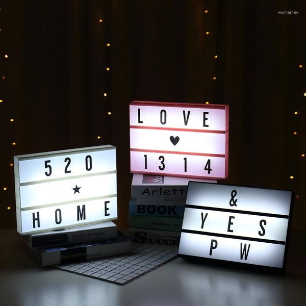 Lámparas de mesa LED Combinación Luz DIY Letra Lámpara decorativa USB/Batería Tablero de mensajes Símbolo Tarjetas Decoración