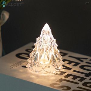 Lampes de table LED cristal lampe de bureau en forme de cône romantique diamant atmosphère veilleuse mariage noël café décorations pour la maison