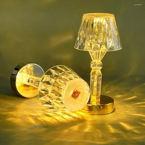 Lampes de table lampe en cristal Led avec Base polyvalente à piles chambre chevet veilleuses pour décoration de Bar de Restaurant