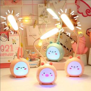 Lampes de table LED mignon animal lampe de bureau chambre lampe de lecture USB rechargeable gradation 360ﾰ flexion gratuite cadeau de Noël pour enfants décor à la maison