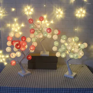 Lampes de table LED Lampe de décoration de bureau USB / Alimenté par batterie Fil de coton Forme de boule Chevet Chambre Éclairage de la chambre