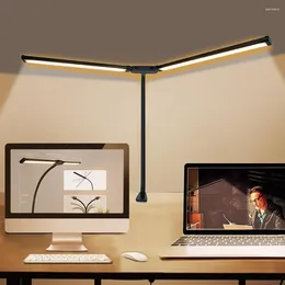 Lampes de table LED Bureau Double Head Design 10 niveaux Dimming 3 Couleurs Modes Lampe de protection des yeux pour le bureau à domicile (41 x 24 cm)