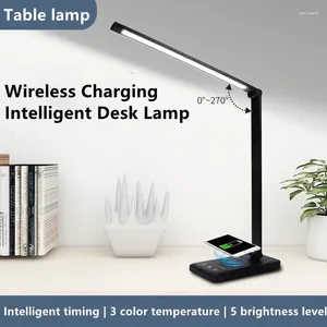 Lampes de table LED lampe de bureau 3 niveaux réglable tactile veilleuse USB sans fil charge protection des yeux pliable pour chambre chevet