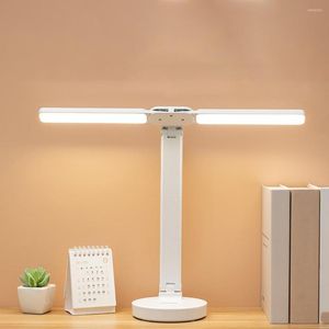 Tafellampen LED Desk Lamp 3600mAh Moderne Dual Head 3 verlichting Touch Draagbaar nachtlampje voor slaapkamer slaapkamer volwassenen kinderen