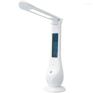 Lampes de table LED lampe de bureau intégrée dans l'écran d'écran LCD Thermomètre du calendrier d'alarme USB Température de couleur réglable blanc