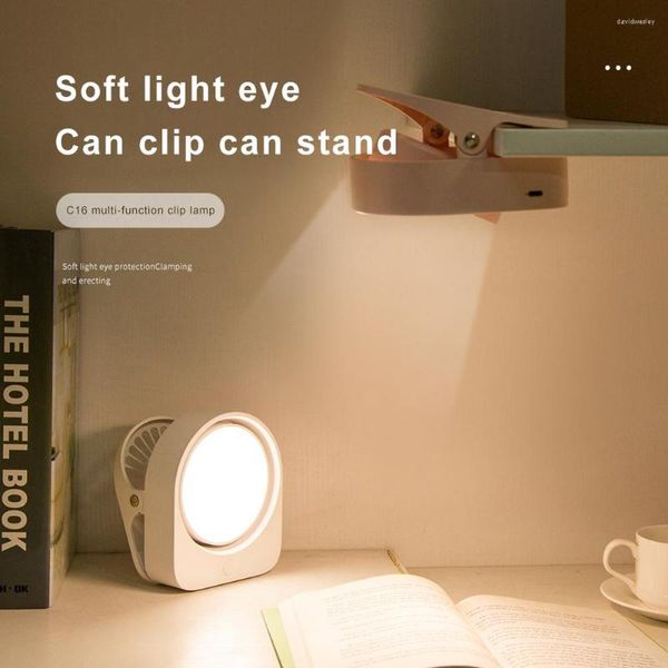 Lámparas de mesa LED Lámpara de escritorio Clip en la protección ocular Atenuación 3 colores USB Luz de lectura recargable para cama Computadora Noche